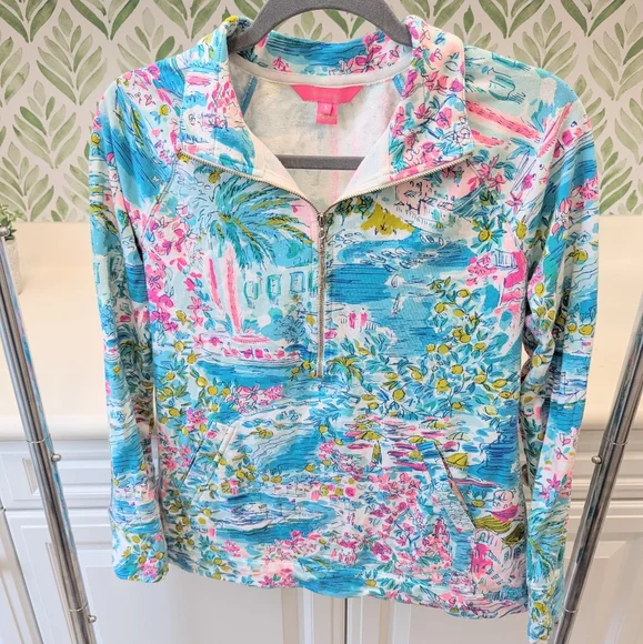 Lilly Pulitzer Skipper Popover Postcards From Positano Small Long Sleeve - Picture 3 of 10